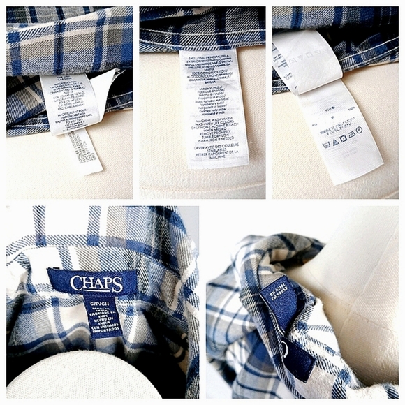 Chaps Zip-Front Plaid Shirt S Blue White Plaid Long Sleeves Buttoned Pockets - Picture 3 of 3